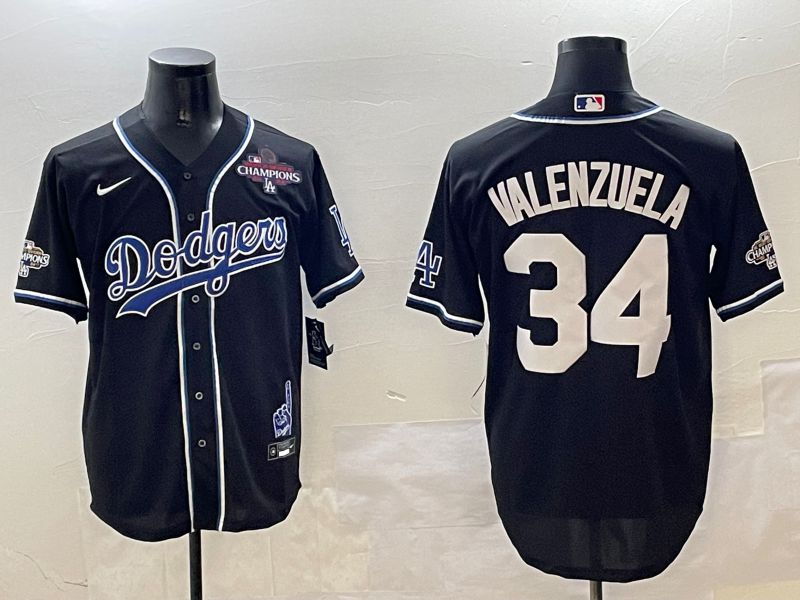 Men Los Angeles Dodgers #34 Valenzuela Black Fashion Game 2025 Nike MLB Jersey style 3062->los angeles dodgers->MLB Jersey